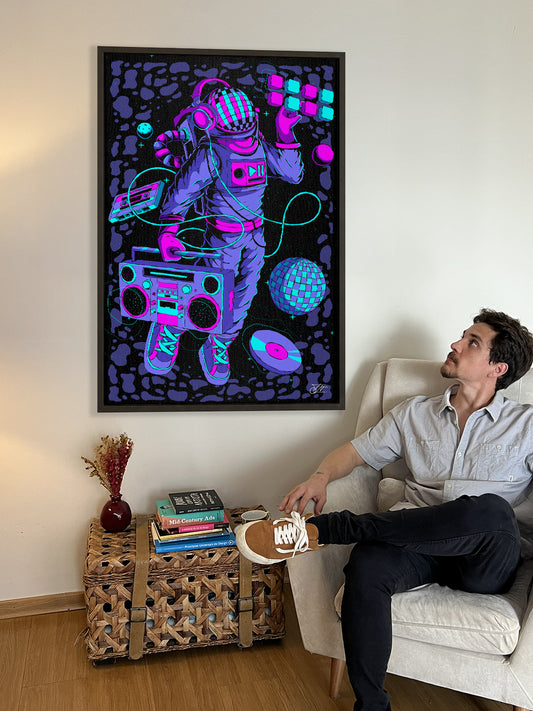 Astro DJ Framed Canvas Print