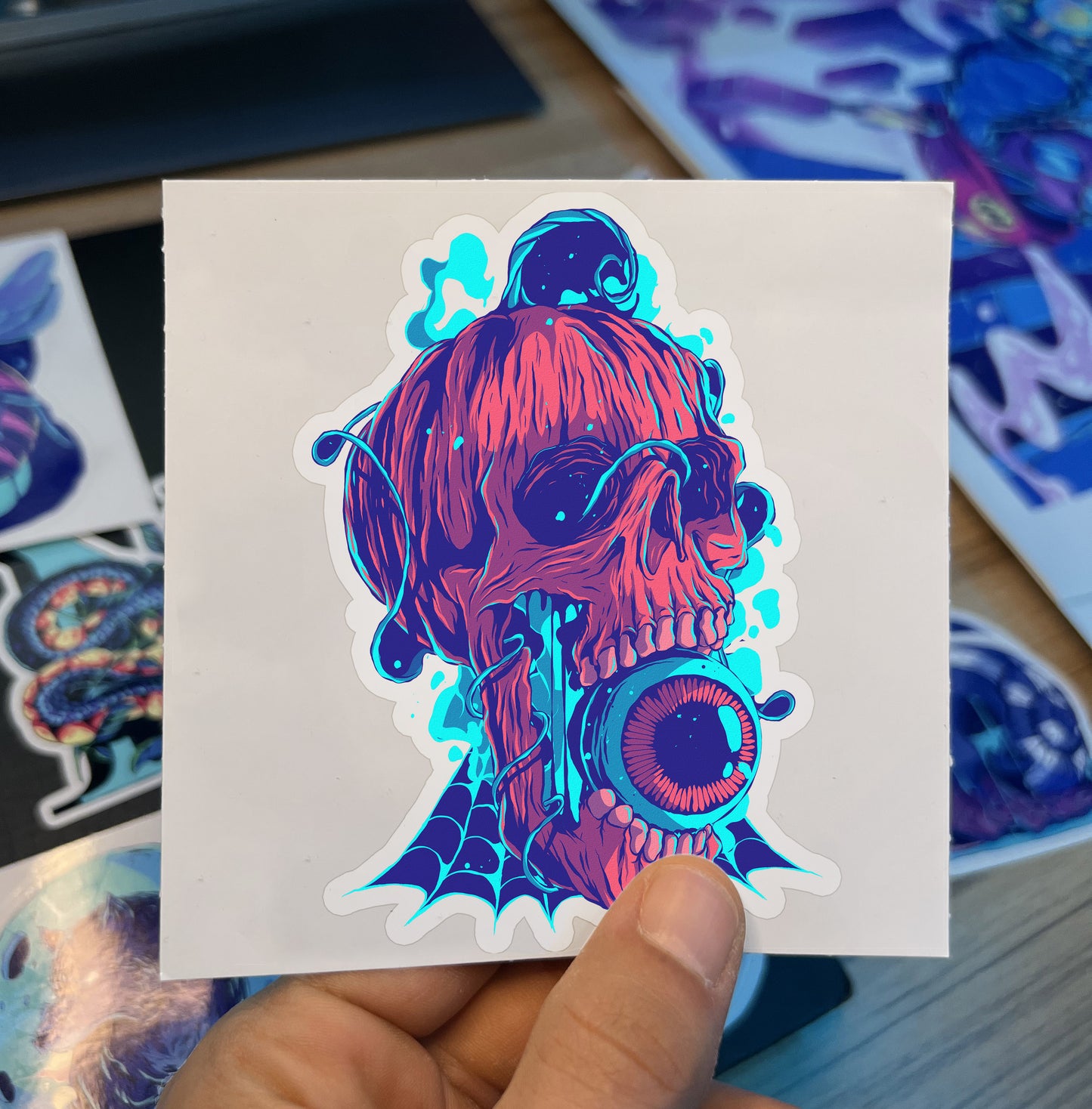 Pumpkin Skull Sticker