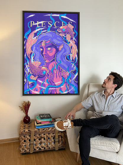 Pisces Zodiac Canvas Print - Astrology Wall Art