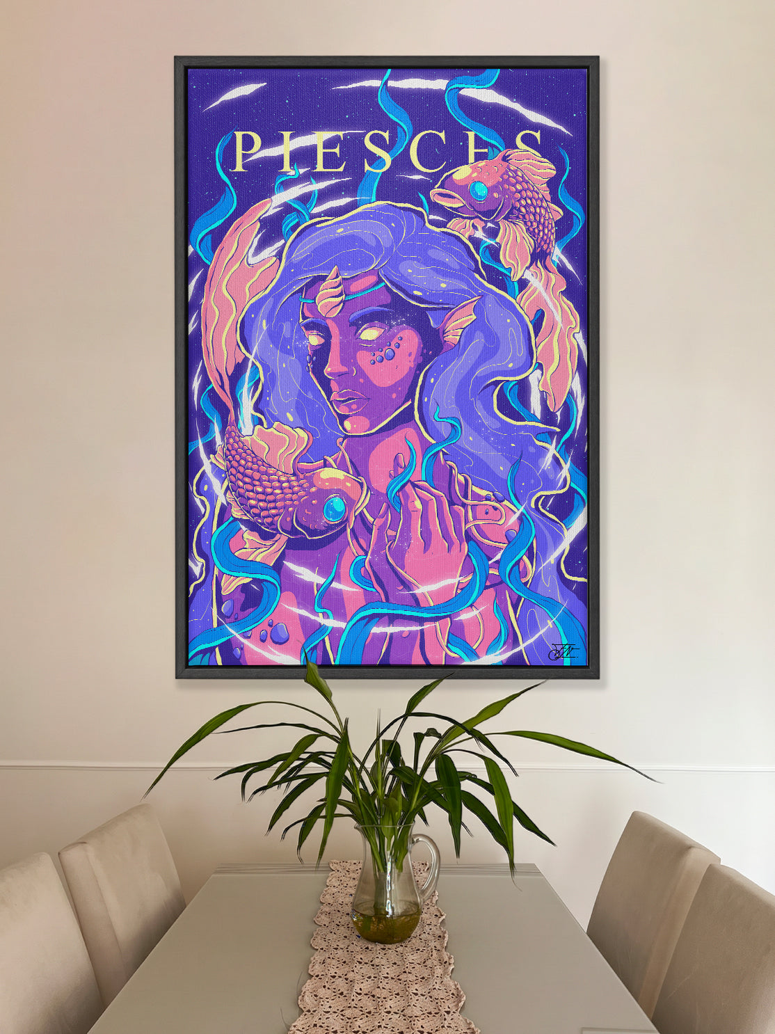 Pisces Zodiac Canvas Print - Astrology Wall Art