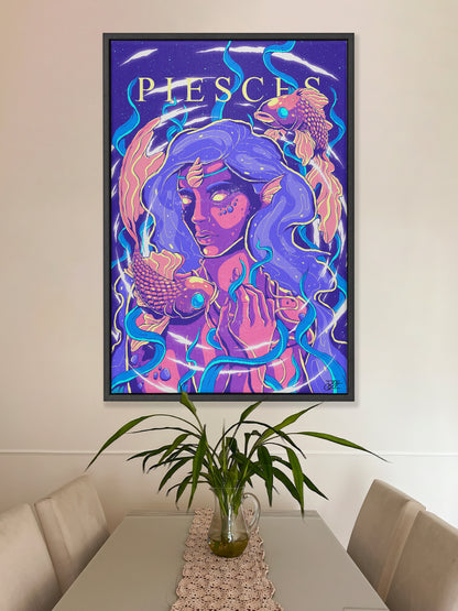 Pisces Zodiac Canvas Print - Astrology Wall Art