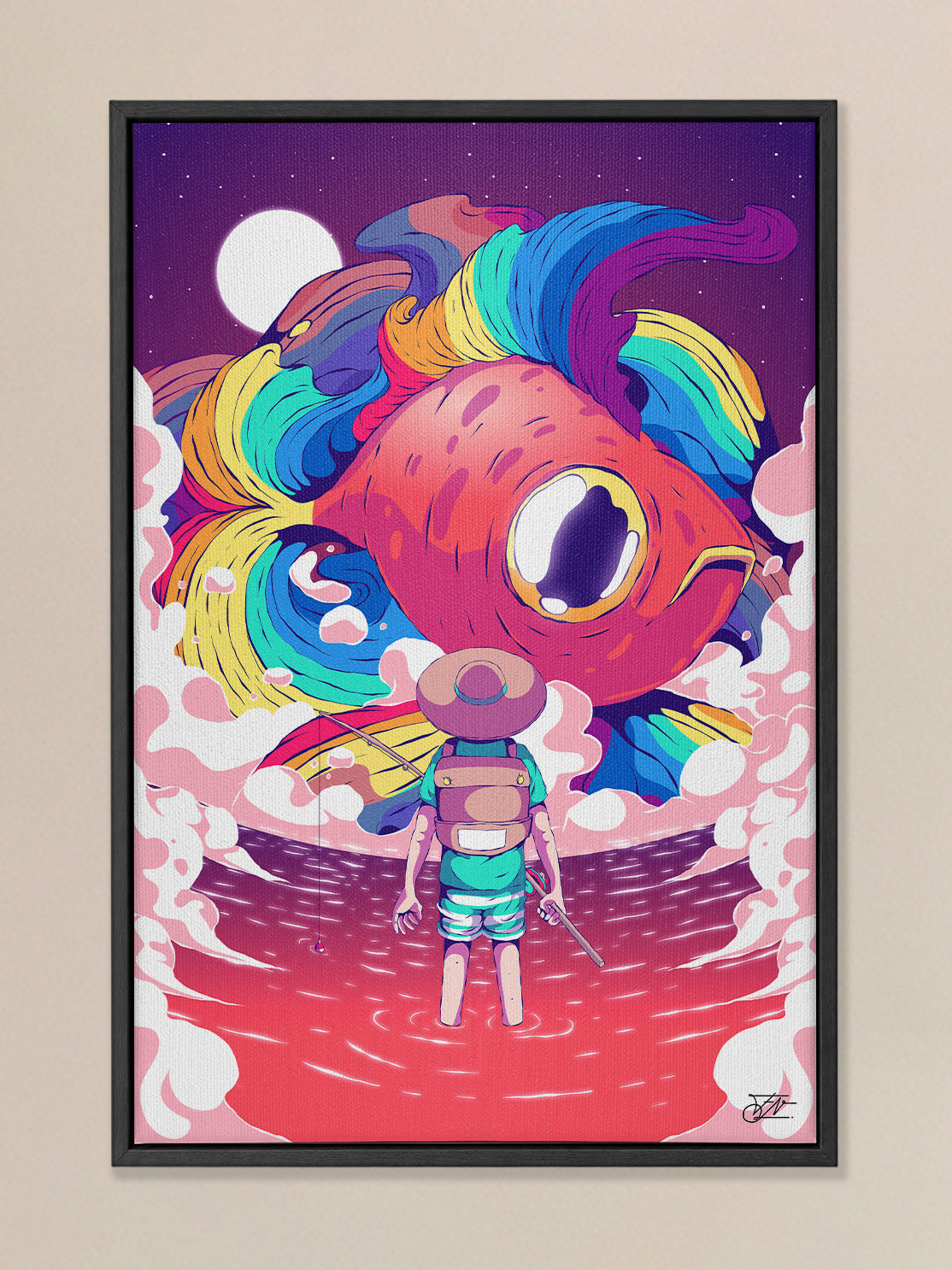 The Fisherman Canvas Print - Colorful Art Wall