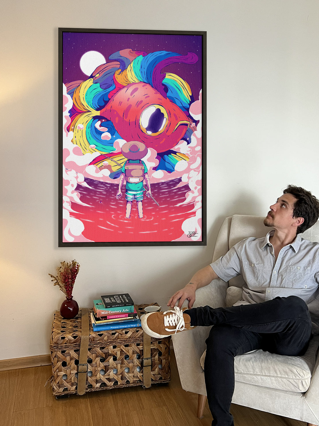 The Fisherman Canvas Print - Colorful Art Wall