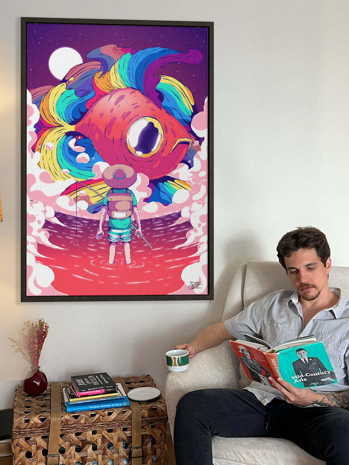 The Fisherman Canvas Print - Colorful Art Wall