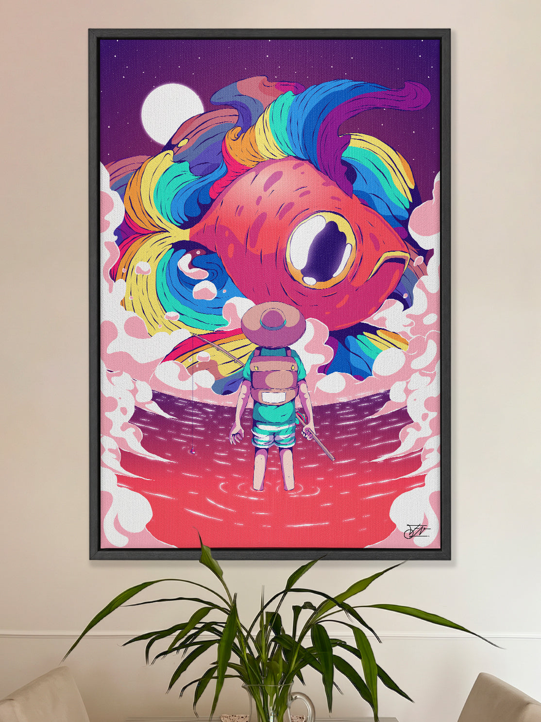 The Fisherman Canvas Print - Colorful Art Wall