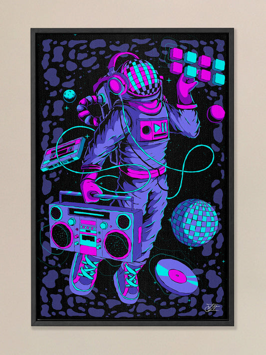 Astro DJ Framed Canvas Print