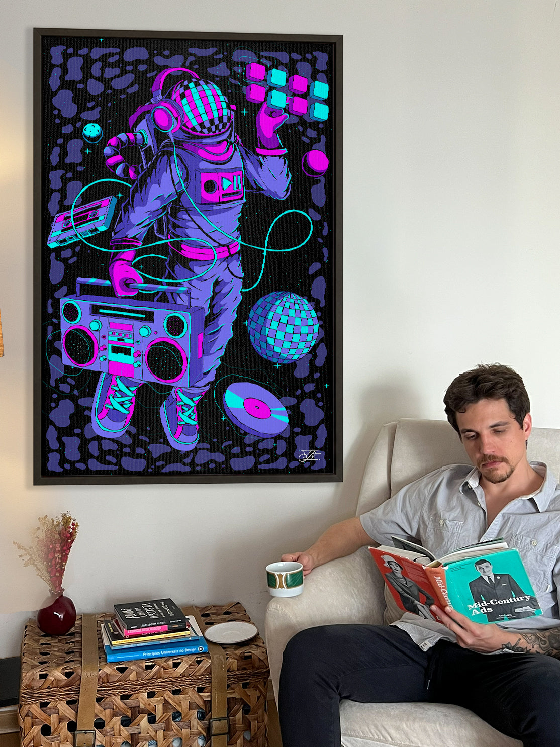 Astro DJ Framed Canvas Print