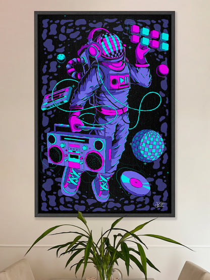 Astro DJ Framed Canvas Print