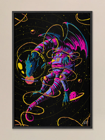 Astro Dragon Framed Canvas Print