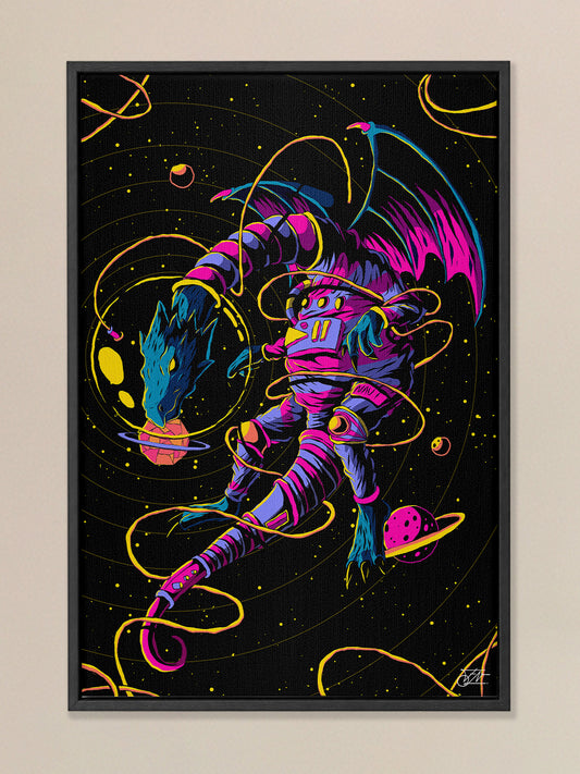 Astro Dragon Framed Canvas Print