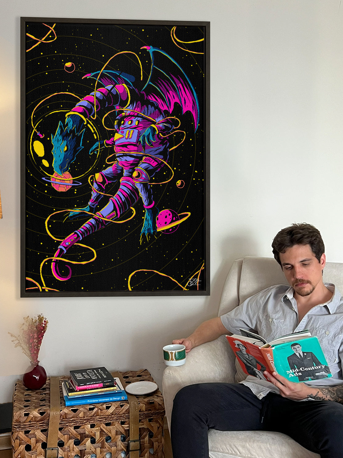 Astro Dragon Framed Canvas Print