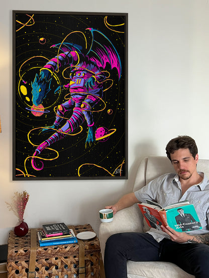 Astro Dragon Framed Canvas Print