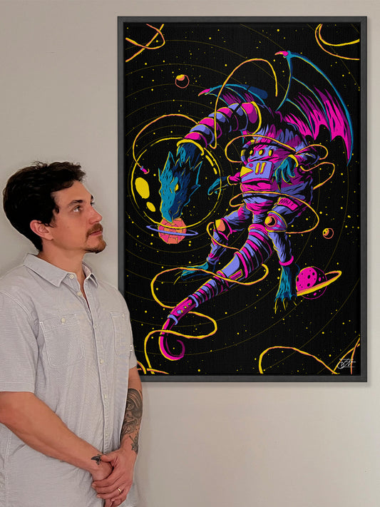 Astro Dragon Framed Canvas Print