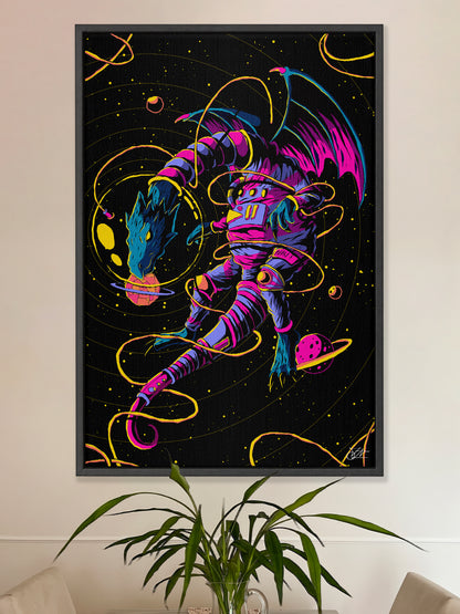 Astro Dragon Framed Canvas Print