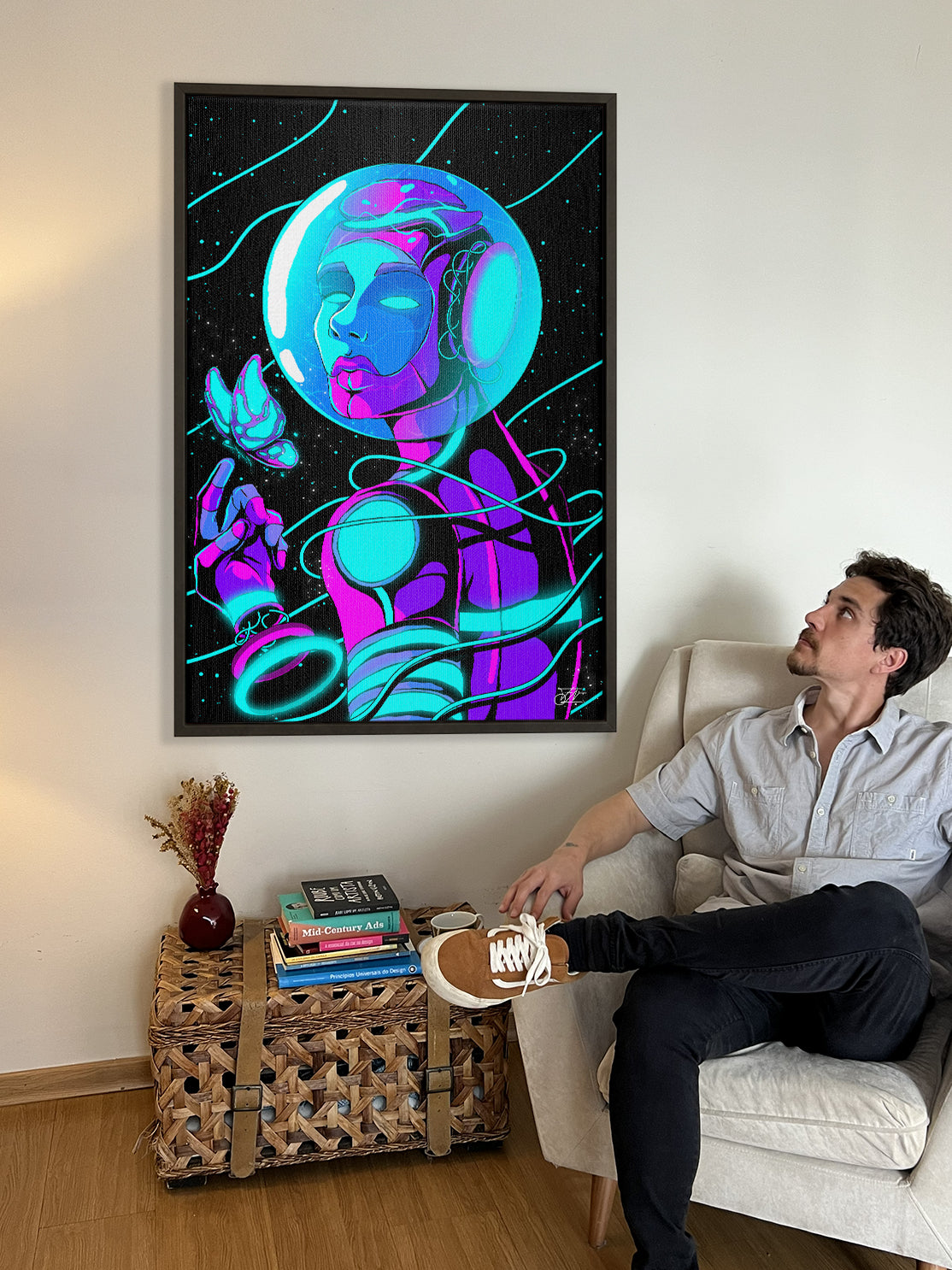 Astro Droid Framed Canvas Print