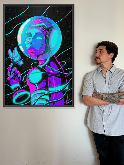 Astro Droid Framed Canvas Print