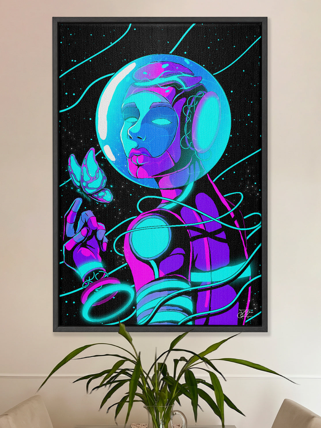 Astro Droid Framed Canvas Print
